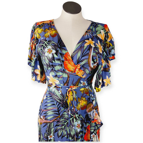 Bali ELF Made By Hand SZ XL Fits SZ 10 Carmen Floral Tiered Maxi Dress NWOT BOHO - Picture 3 of 8